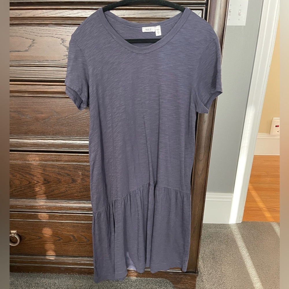 Wilt Short Sleeve Slant Hem Shirt Dress w/ Drop Torso